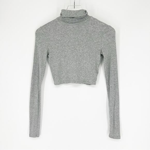 Aritzia Sunday Best Cropped Ribbed Turtleneck Pullover XS Grey - Picture 1 of 6